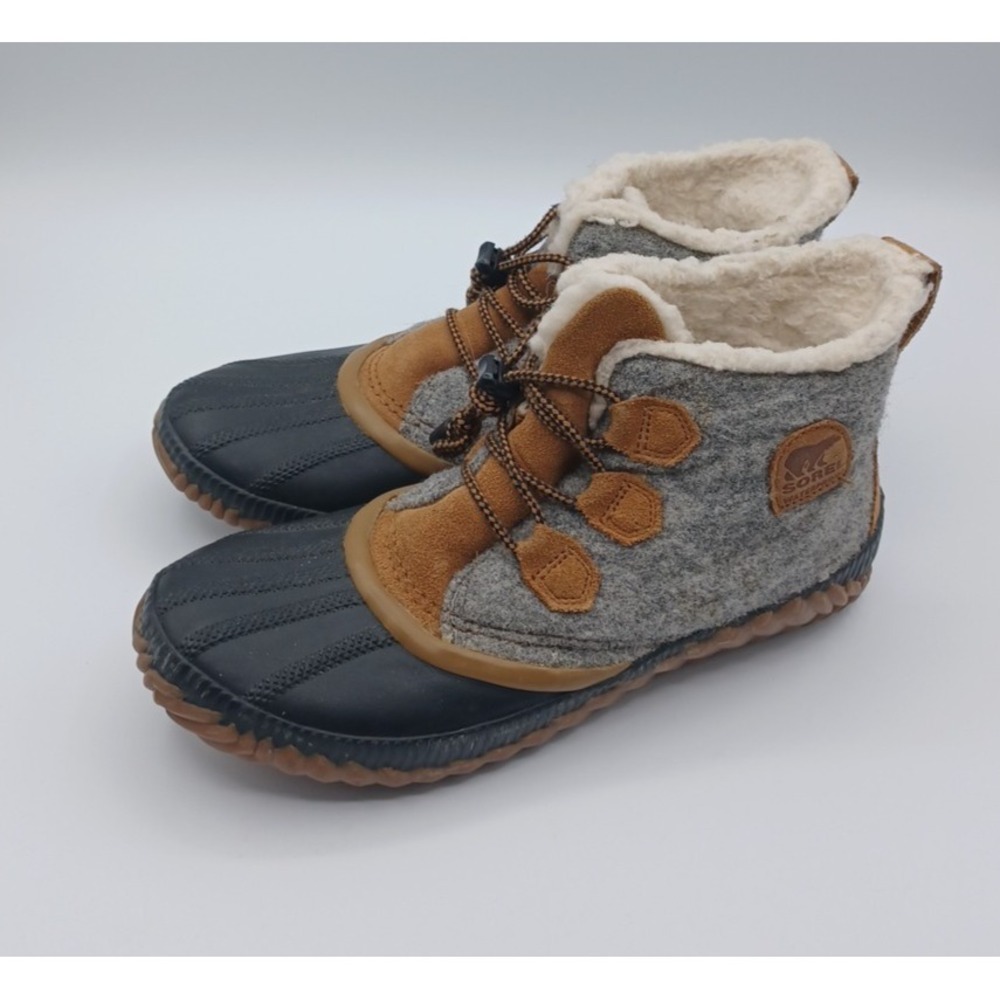 Sorel Out 'N About NY1954-002 Duck Boots Gray Black Women's Size 7 Lace Up